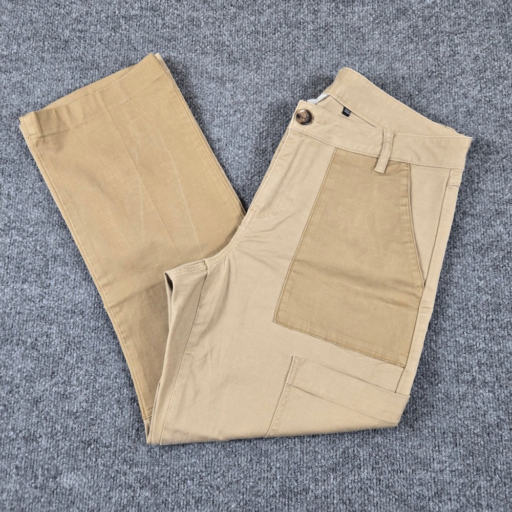 Cabi Utility Pants Womens 8 Tan Colorblock Patch Pocket 4510